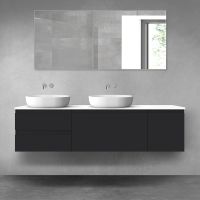 Oltens Vernal zestaw mebli łazienkowych 180 cm z blatem czarny mat/biały połysk 68537300