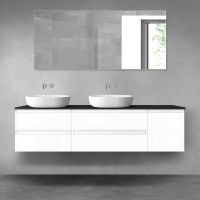 Oltens Vernal zestaw mebli łazienkowych 180 cm z blatem biały połysk/czarny mat 68540000