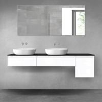 Oltens Vernal zestaw mebli łazienkowych 180 cm z blatem biały połysk/czarny mat 68544000