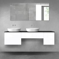 Oltens Vernal zestaw mebli łazienkowych 180 cm z blatem biały połysk/czarny mat 68545000