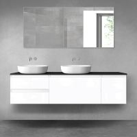 Oltens Vernal zestaw mebli łazienkowych 180 cm z blatem biały połysk/czarny mat 68546000