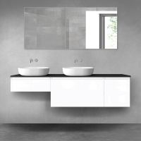Oltens Vernal zestaw mebli łazienkowych 180 cm z blatem biały połysk/czarny mat 68547000