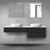 Oltens Vernal zestaw mebli łazienkowych 180 cm z blatem czarny mat/biały połysk 68571300