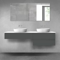Oltens Vernal zestaw mebli łazienkowych 180 cm z blatem grafit mat/biały połysk 68571400