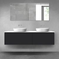 Oltens Vernal zestaw mebli łazienkowych 180 cm z blatem czarny mat/biały połysk 68578300