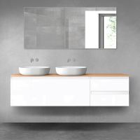 Oltens Vernal zestaw mebli łazienkowych 180 cm z blatem biały połysk/dąb 68599000