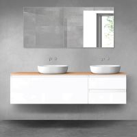 Oltens Vernal Badezimmermöbel-Set 180 cm mit Arbeitsplatte in Weiß Hochglanz/Eiche 68599000
