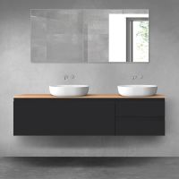 Oltens Vernal Badezimmermöbel-Set 180 cm mit Arbeitsplatte, schwarz matt/Eiche 68599300