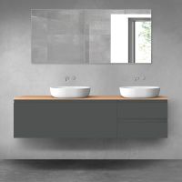 Oltens Vernal Badmöbel-Set 180 cm mit Arbeitsplatte in Graphit matt/Eiche 68599400