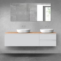 Oltens Vernal Badezimmermöbel-Set 180 cm mit Arbeitsplatte in Mattgrau/Eiche 68599700