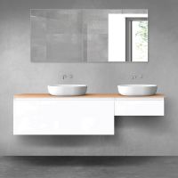 Oltens Vernal Badezimmermöbel-Set 180 cm mit Arbeitsplatte in Weiß Hochglanz/Eiche 68602000