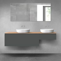 Oltens Vernal Badezimmermöbel-Set 180 cm mit Arbeitsplatte in Graphit matt/Eiche 68602400