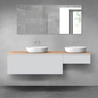 Oltens Vernal Badmöbel-Set 180 cm mit Arbeitsplatte in Mattgrau/Eiche 68602700