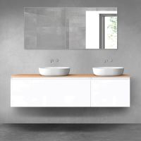 Oltens Vernal Badezimmermöbel-Set 180 cm mit Arbeitsplatte in Weiß Hochglanz/Eiche 68605000