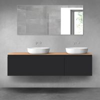 Oltens Vernal Badezimmermöbel-Set 180 cm mit Arbeitsplatte, mattschwarz/Eiche 68605300
