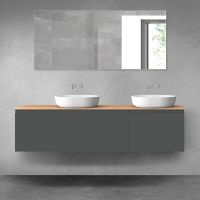 Oltens Vernal Badmöbel-Set 180 cm mit Arbeitsplatte in Graphit matt/Eiche 68605400