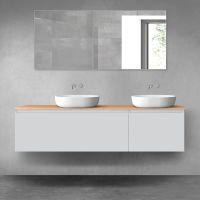 Oltens Vernal Badezimmermöbel-Set 180 cm mit Arbeitsplatte in Mattgrau/Eiche 68605700