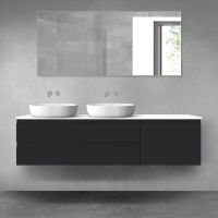 Oltens Vernal zestaw mebli łazienkowych 180 cm z blatem czarny mat/biały połysk 68612300