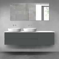 Oltens Vernal zestaw mebli łazienkowych 180 cm z blatem grafit mat/biały połysk 68612400