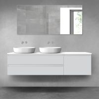 Oltens Vernal zestaw mebli łazienkowych 180 cm z blatem szary mat/biały połysk 68612700