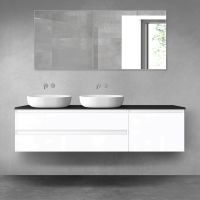 Oltens Vernal zestaw mebli łazienkowych 180 cm z blatem biały połysk/czarny mat 68621000