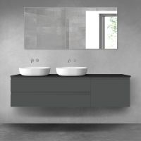 Oltens Vernal zestaw mebli łazienkowych 180 cm z blatem grafit mat/czarny mat 68621400