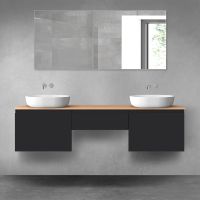 Oltens Vernal zestaw mebli łazienkowych 180 cm z blatem czarny mat/dąb 68624300