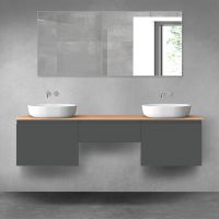 Oltens Vernal zestaw mebli łazienkowych 180 cm z blatem grafit mat/dąb 68624400