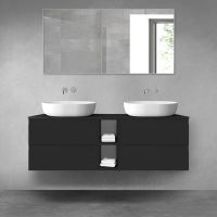 Oltens Vernal bathroom furniture set 140 cm with countertop, matte black 68625300