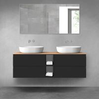 Oltens Vernal bathroom furniture set 140 cm with countertop, matte black/oak 68626300