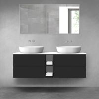 Oltens Vernal bathroom furniture set 140 cm with countertop, matte black/white gloss 68627300