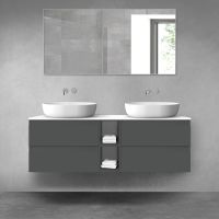 Oltens Vernal bathroom furniture set 140 cm with countertop, matte graphite/white gloss 68627400