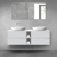 Oltens Vernal bathroom furniture set 140 cm with countertop, matte grey/white gloss 68627700