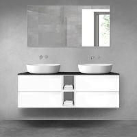 Oltens Vernal bathroom furniture set 140 cm with countertop, white gloss/matte black 68628000