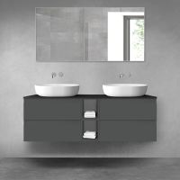 Oltens Vernal bathroom furniture set 140 cm with countertop, matte graphite/matte black 68628400