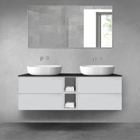 Oltens Vernal bathroom furniture set 140 cm with countertop, matte grey/matte black 68628700