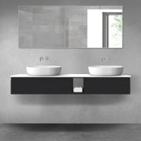 Oltens Vernal bathroom furniture set 160 cm with countertop, matte black/white gloss 68655300