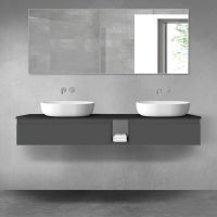 Oltens Vernal bathroom furniture set 160 cm with countertop, matte graphite/matte black 68656400