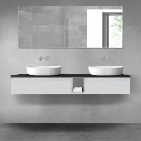 Oltens Vernal bathroom furniture set 160 cm with countertop, matte grey/matte black 68656700