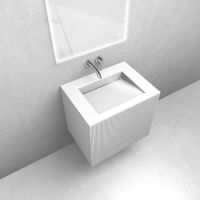 Zestaw Oltens Lun szafka podumywalkowa 60 cm z umywalką Stila LavaForm biały mat/biały połysk 68748000