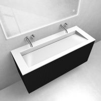 Zestaw Oltens Lun szafka podumywalkowa 120 cm z umywalką Stila LavaForm czarny mat/biały połysk 68754300