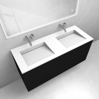 Zestaw Oltens Lun szafka podumywalkowa 120 cm z umywalką Stila LavaForm czarny mat/biały mat 68757300