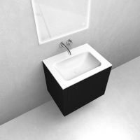 Zestaw Oltens Lun szafka podumywalkowa 60 cm z umywalką Kalla LavaForm czarny mat/biały mat 68769300