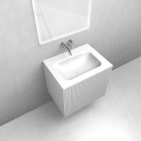 Zestaw Oltens Lun szafka podumywalkowa 60 cm z umywalką Kalla LavaForm biały mat/biały połysk 68770000