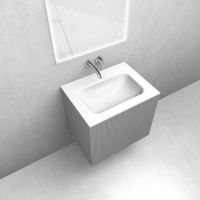 Zestaw Oltens Lun szafka podumywalkowa 60 cm z umywalką Kalla LavaForm kaszmir/biały mat 68771900