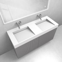 Zestaw Oltens Lun szafka podumywalkowa 120 cm z umywalką Stila LavaForm kaszmir/biały mat 68795900
