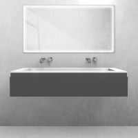 Oltens Vernal-Set: 120 cm breiter Waschtischunterschrank mit Stila LavaForm-Waschbecken in Graphit matt/Weiß glänzend 68815400