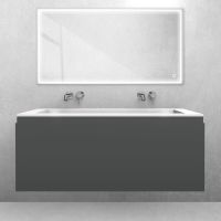 Oltens Vernal-Set: Waschtischunterschrank 120 cm mit Waschtisch „Stila LavaForm“ in Graphit matt/Weiß glänzend 68816400