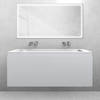 Oltens Vernal-Set: Waschtischunterschrank 120 cm mit Waschbecken Stila LavaForm, mattgrau/hochglanzweiß 68816700