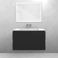 Oltens Vernal set: 80 cm vanity unit with Stila LavaForm washbasin in matt black/matt white 68821300